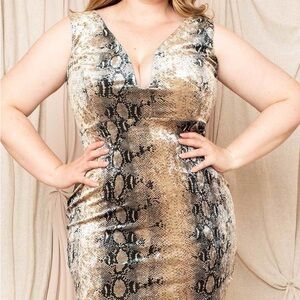Velour Snake Print Mini Dress